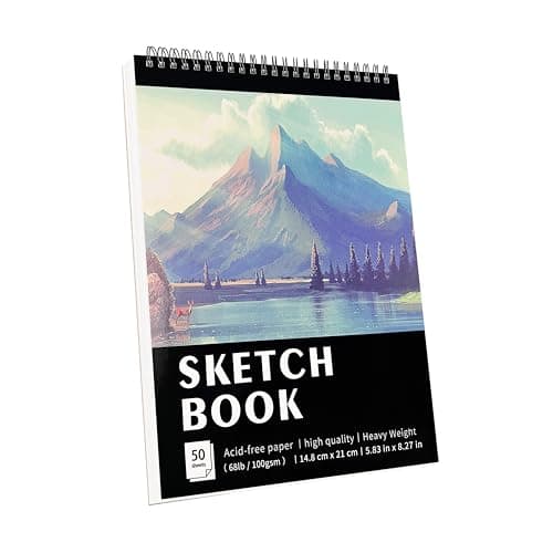 Image of KINSPORY Sketchbook A5, Sketch Pad - 21 x 14.8 cm, 100 Pages (50 Sheets) 100gsm Acid-Free Art Drawing Pad, Spiral Bound Drawing Paper, Painting Writing Sketching Pad for Kids Adult Teens Girls Boys