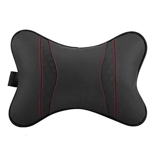 Image of Universal Car Rest Cushion Seat Head Pillow Headrest Neck Rest Pillow Pad Support Auto Accessories Leather (Black)