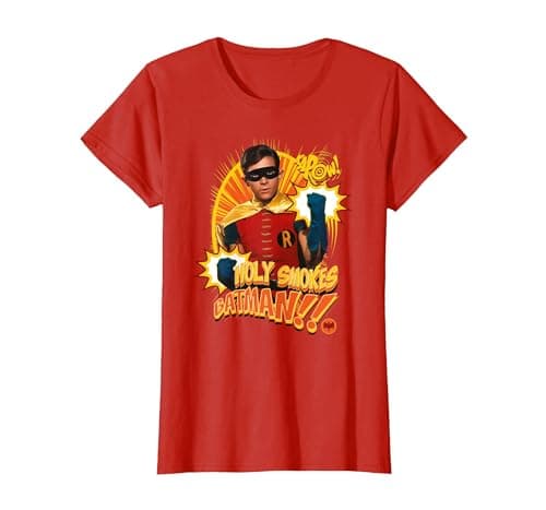 Image of DC Comics Batman TV Series Robin Holy Smokes T-Shirt, Women, Red, XX-Large
