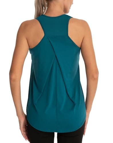 Image of Dawnrole Gym Tops for Women Sleeveless Yoga Fitness Shirts Racerback Sports Top Women Dark Green