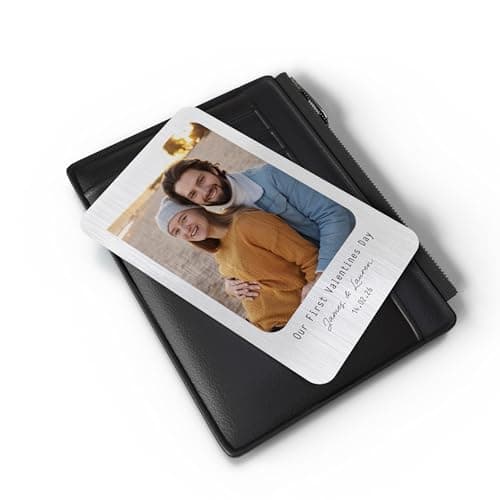 Image of Personalised Metal Photo Wallet Card – Custom Aluminium Picture Card Gift for Valentine’s Day, Anniversary or Couples – Credit Card Size – Upload Your Photo & Text Style.V2.3