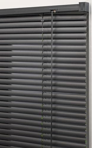Image of Lister Cartwright 25mm PVC Venetian Blinds Windows Blind Easy Fit Child Safety Included (Dark Grey, 180 cm Width x 160 cm Drop)
