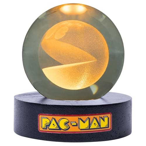 Image of Fizz Creations PAC-MAN Crystal Ball Light. Retro Gaming Desk Lamp. USB Powered. Classic Arcade Gaming Gift Mood Lamp. Mood Lighting Night Light Kids Retro Gaming Gifts Pac Man Mood Lights