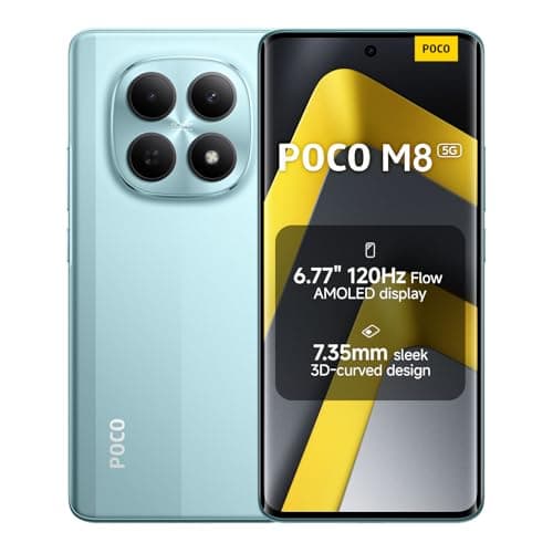 Image of XIAOMI POCO M8, Smartphone 8+256GB, 6.77" 120Hz FIoW AMOLED Display, Snapdragon® 6 Gen 3, 50MP AI Dual Camera System, 7.35mm Sleek 3D-Curved Design, Green, Charger Not Included