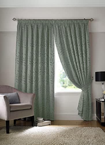 Image of Alan Symonds TIVOLI 46" X 72" SAGE LINED TAPE TOP CURTAINS - PAIR