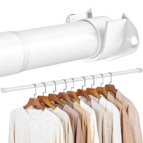 Image of Wardrobe Rail 42-134cm Extendable Clothes Rail White Wardrobe Pole Stainless Steel Adjustable Clothes Rail Heavy Duty Hanging Rails For Clothes,Wardrobe,Doorway,Windows 32mm