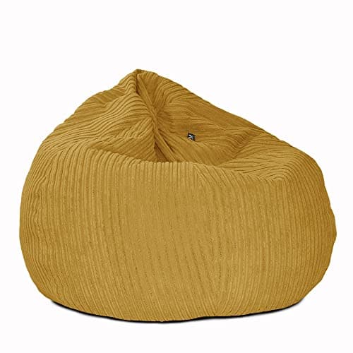 Image of rucomfy Beanbags Slouchbag Large Corduroy Bean Bag Chair - Adult Bean Bag with Filling - Home Furniture Seating for Living Room or Bedroom - Machine Washable - 80 x 110cm (Mustard, Beanbag)
