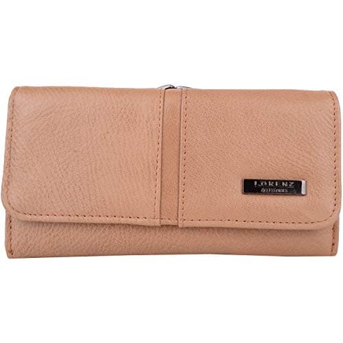 Image of Valita Ladies Large Matinee Leather Purse with Clip Frame Fastening - Tan