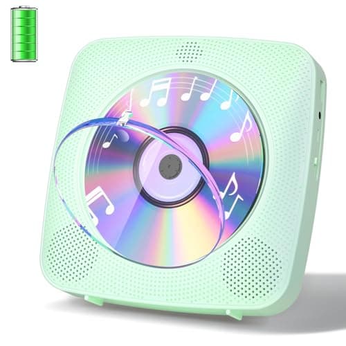 Image of Gueray Desktop CD Player Bluetooth CD Players with Speakers for Home 1800mAh Rechargeable Battery Portable CD Player with AUX USB Headphone Jack FM Radio with LCD Display for Kids Gift (Green)