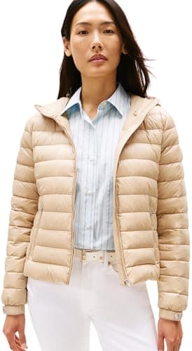 Image of Tommy Hilfiger Women’s Hooded Down Jacket with Zip, Beige (Beige), XL