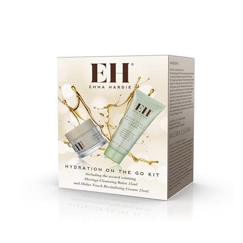 Image of Emma Hardie Hydration On The Go Kit, Gift Set Includes: 15ml Moringa Cleansing Balm & 15ml Midas Touch Revitalising Cream with Hyaluronic Acid, Improves Firmness & Elasticity, Natural & Cruelty Free