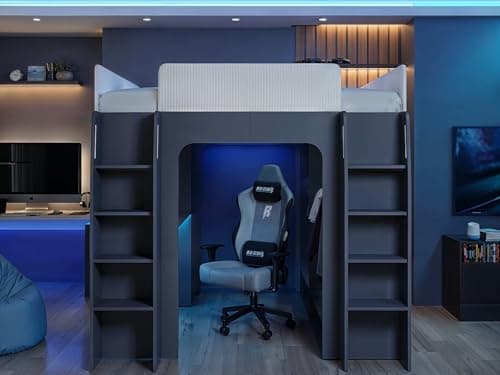 Image of Recoil Dante Twin Gaming High Sleeper with Desk & Wardrobe