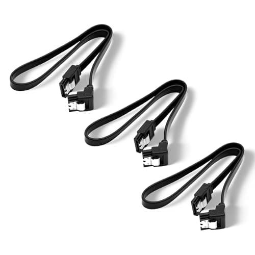 Image of Ztolbriy 3 Pack L-Shape 90 Degree Angled Data Cables with Locking Latch for SATA III Cable 6Gbps – |SATA Power Cable, 50cm for HDD SSD CD/DVD Drive | SA-TA 1.0/2.0/3.0 Compatible