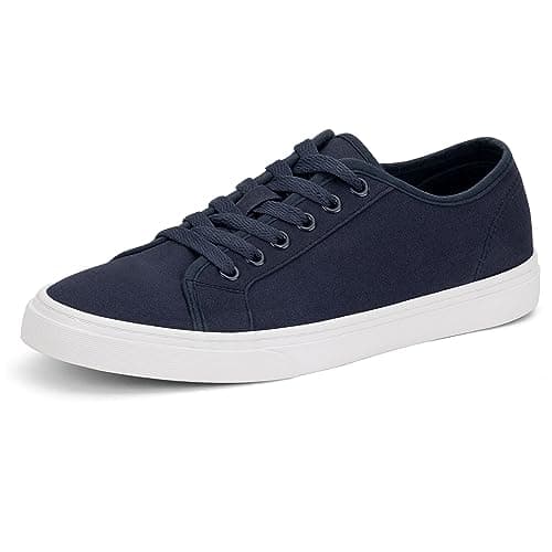 Image of Men's Black Classic Low Top Shoes Canvas Fashion Sneaker with Soft Insole Causal Dress Shoes for Men Comfortable Walking Shoes, Tb002-navy, 12.5