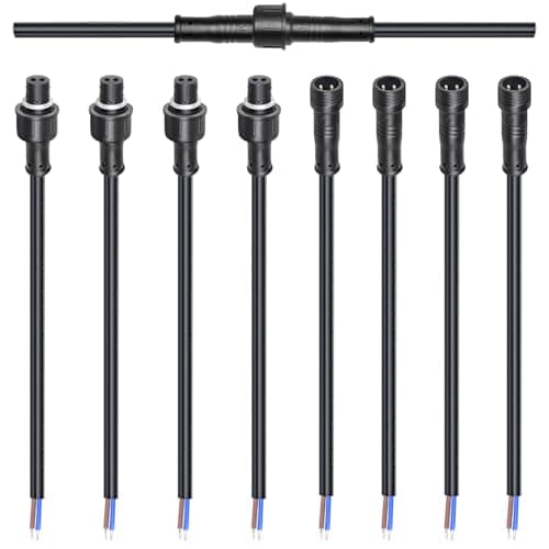 Image of wecan 2 Pin Waterproof Wire Connector Kit, 20 AWG 28cm Male Female Connectors with Tin Plated Joint for Waterproof Wires Plug DIY (4 set black)
