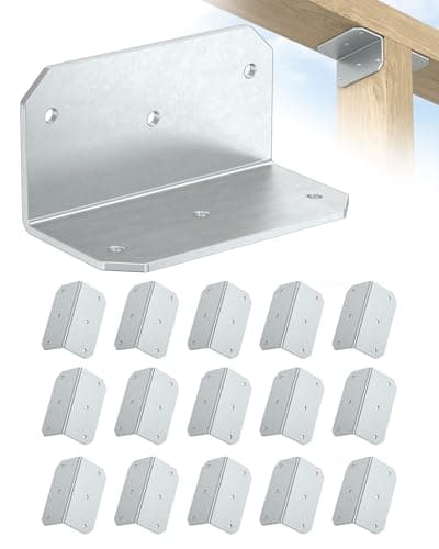 Image of Anobeyi 2" x 4" Galvanized L Bracket Corner Brace, 90 Degree Angle Iron Support Brackets, Heavy Duty Metal Joint Bracket for Wood, Fence, Joist Shelf, Furniture, Raised Garden Bed (Galvanized-16PCS)