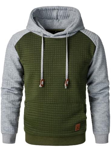 Image of HOOD CREW Men's Long Sleeve Hoodie Drawstring Hooded Color-block Casual Pullover