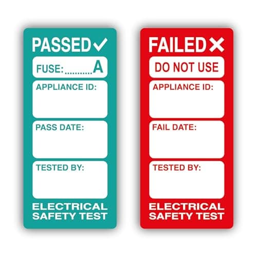 Image of PAT Testing Stickers – (500 Passed & 50 Failed) Electrical Safety Test Pass Labels, 20x43mm for Portable Appliance Testing