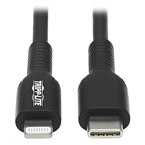 Image of Tripp Lite USB C to Lightning Sync/Charge Cable Black MFI Certified M/M 2M (M102-02M-BK)