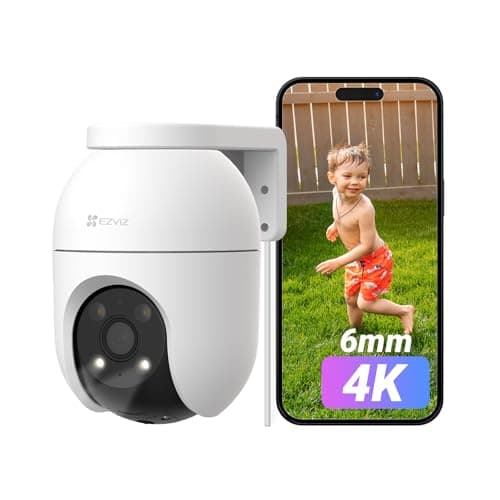 Image of EZVIZ 4K Wifi Security Camera Outdoor Wired, Colour Night Vision, Human/Vehicle Detection, Auto-Track, Pan/Tilt 360°, No Monthly Fee, Support 512GB, Home CCTV System, Alexa/Google (C8c 8MP 6mm)