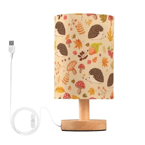 Image of Sevdomey Cute Hedgehogs Bedside Table Lamp with USB Port, No Bulb Needed, Warm LED Light for Bedroom, Living Room, Office - Bedside Table Lamp for Reading, Study, Decor