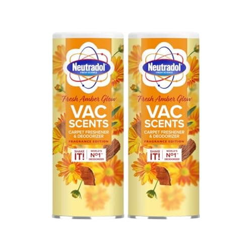 Image of Neutradol Carpet Deodoriser, Vac Scents, Odour Neutraliser Powder for Carpets & Rugs, Fresh Amber Glow, Multipack of 2 x 350g