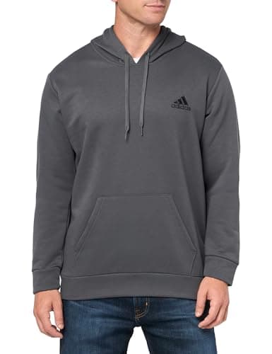 Image of adidas Men's Badge of Sport Fleece Hoodie Sweatshirt, Grey, L
