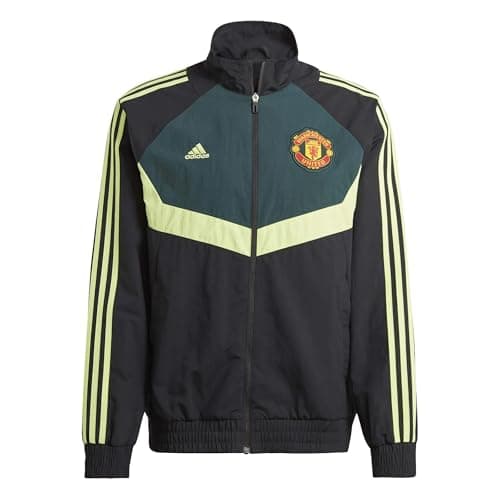 Image of adidas Manchester United Men’s Woven Track Top 24 (US, Alpha, XX-Large, Regular, Regular, Black/Green Night/Pulse Lime)