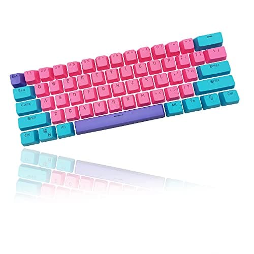 Image of WHYSP 61 PBT Purple Keycaps for 60 Percent Keyboard, Ducky One 2 Mini Keycaps Set Backlit for Cherry MX and Gateron Switches 60% Mechanical Keyboard RK61/Apex pro 2/Anime/Joker(Rose)