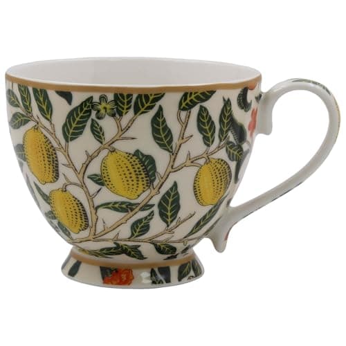 Image of The Leonardo Collection William Morris Fruits Footed Mug for Hot Drinks | Fine China Printed Coffee Cups for Kitchen & Home | Reusable Tea and Coffee Mugs for Every Occasion & All Type of Drinks