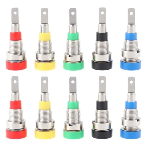Image of ECSiNG 10Pcs 2mm Banana Female Panel Socket 2.8mm Flat Plug for Test Instruments, 5 Colors