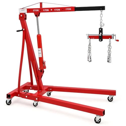 Image of Aptliton 2 Ton Folding Engine Crane Hoist, Heavy Duty Hydraulic Engine Lift with Adjustable Boom, 360° Swivel Casters, Garage Workshop Engine Hoist