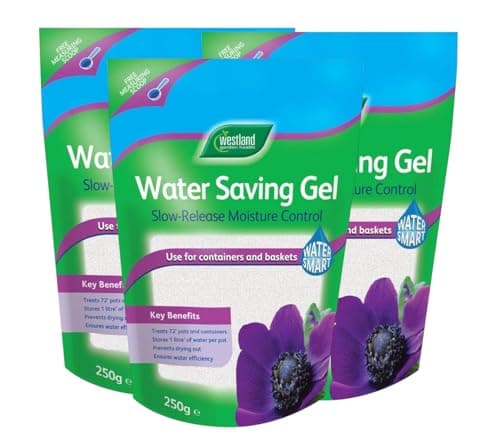 Image of Westland Water Saving Gel, Pack of 3 (250g) – Advanced Slow Release Moisture Control for Pots, Containers & Hanging Baskets – Retains Water, Reduces Watering Frequency – Ideal for Summer & Holidays