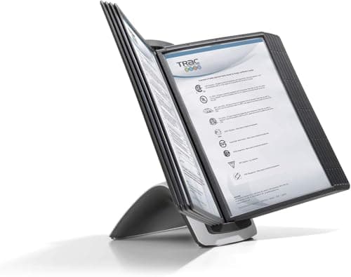 Image of Durable SHERPA STYLE Display Panel Desk Unit | 10 Panels in Black | Ideal for Storing and Display ing A4 Documents