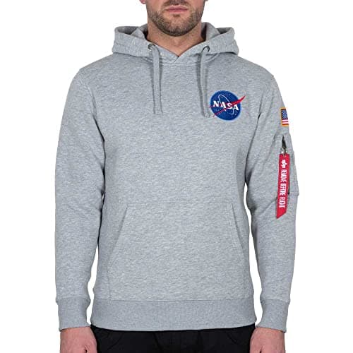 Image of Alpha Industries Space Shuttle Hoody Hooded Sweat for Men Grey Heather
