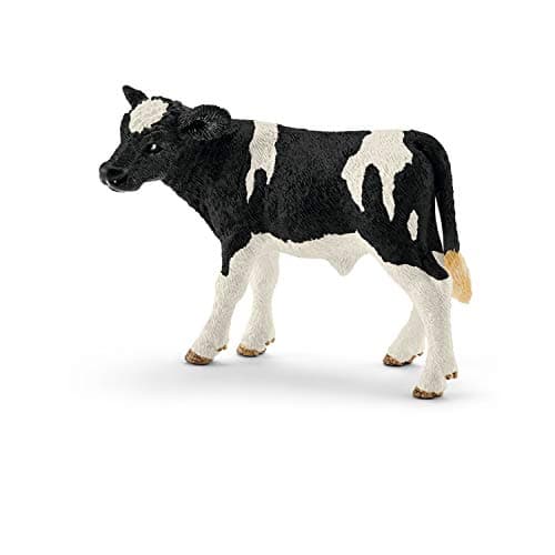 Image of SCHLEICH 13798 Holstein Calf Farm World Toy Figure, Realistic Animal Figurine for Kids Ages 3-8