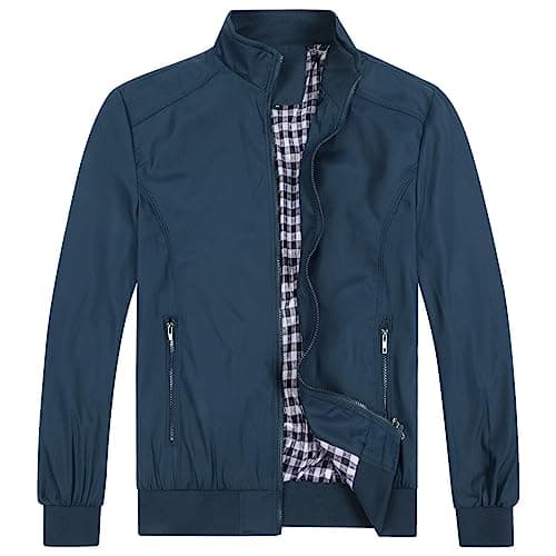 Image of Allthemen Mens Summer Bomber Jackets Baseball Lightweight Windbreaker Sports Coat #1601 Navy Blue 4XL