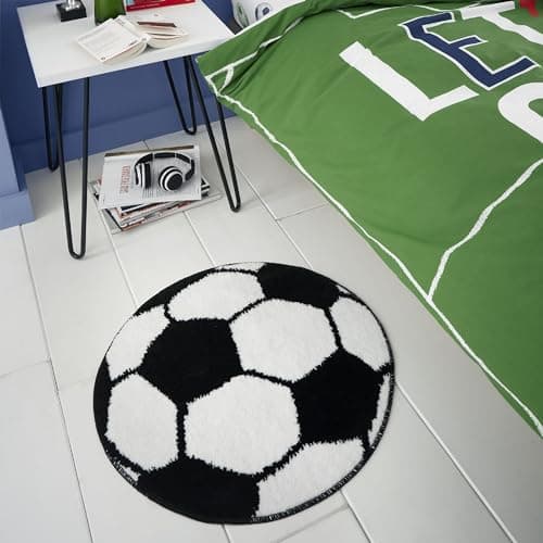 Image of Catherine Lansfield Kids It's A Goal Football Shaped Rug White