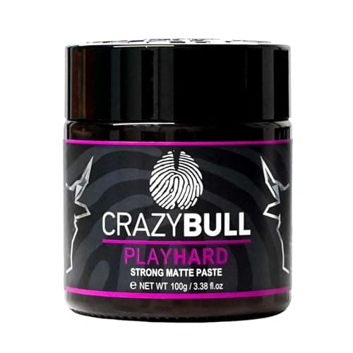 Image of Crazy Bull Hair Paste Play Hard - Defining & Finishing Hair Styling Texturiser & Volumiser - Ultra-Strong Hold Hair Product for Men & Women - Natural Matte Finish, No Shine, Water Soluble, Vegan