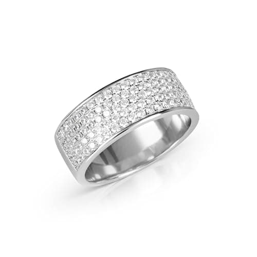Image of Diamond Treats Sterling Silver Ring for Women and Teen Girls, Stylish Cubic Zirconia Ring, 925 Sterling Silver Rings for Women with Cubic Zirconia Stones, Wide Wedding Rings for Women, Ring Size R