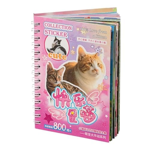 Image of Cute Pet Sticker Book – 800+ Aesthetic Cat & Dog Stickers for Kids & Adults – 30 Sheets of Decorative Animal Decals for Scrapbooking, Journaling, DIY Crafts, & School Projects – Travel Activity Set –