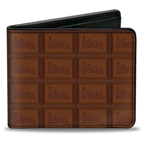 Image of Movies Wallet, Bifold, Willy Wonka and the Chocolate Factory Wonka Bar Blocks Browns, Vegan Leather, Willy Wonka and the Chocolate Factory