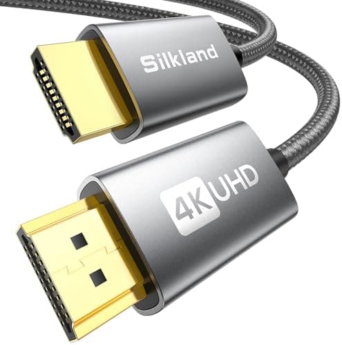 Image of Silkland 4K Short HDMI Cable 0.3M, Nylon Braided 18Gbps High Speed, Support 4K@60Hz, 2K@144Hz/120Hz, ARC, HDR, 3D, Compatible with TV, Blu-ray Player, PS5/PS4, DVD, Xbox, Soundbar, Sky, PC, Laptop