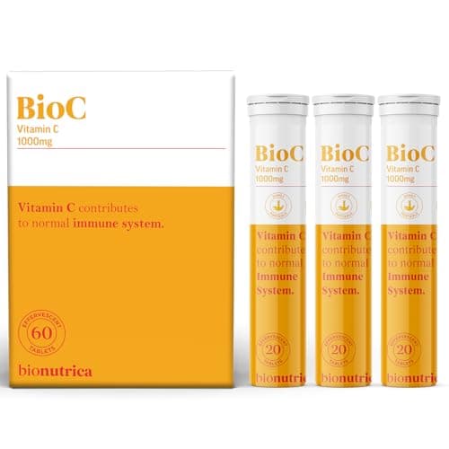 Image of BioC High Strength Vitamin C 1000mg Effervescent Tablets 60, Immune Support, Energy & Fatigue Reduction, Antioxidant Protection – Vegan Friendly & GMP Certified