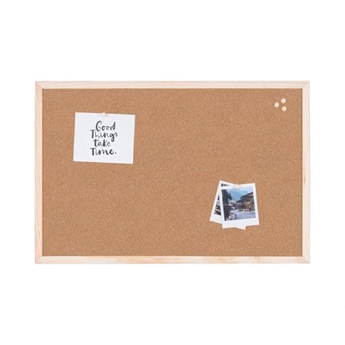 Image of Bi-Office Basic Cork Board, Pine Wood Frame, 90 x 60 cm, brown