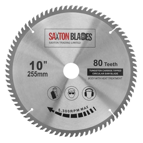 Image of TCT25580T Saxton TCT Circular Wood Saw Blade 255mm x 30mm x bore x 80T for Bosch Makita Dewalt