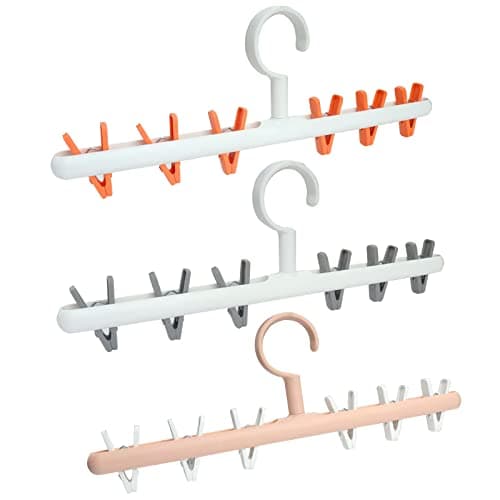 Image of Roellgs 3 pack of sock dryer hangers, portable drip hangers, dry socks, towels, baby clothes, underwear, gloves, delicate bras