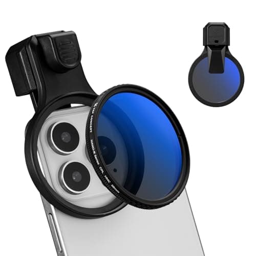 Image of K&F CONCEPT 58mm Press-on CPL Phone Lens Filter Kit, Polarizing Filter Compatible with iPhone17/16/15/14/13/12, 16/15/14/13/12 Pro & Pro Max, Samsung, Phone Camera Attachment for Photography