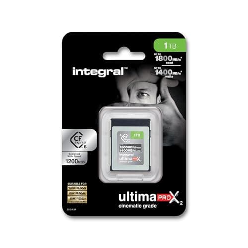 Image of Integral 1TB CFexpress Memory Card Type B 2.0 12K and 8K RAW and 8K 120 FPS, 1800MB/s Read, 1400MB/s Write Speed, 1200MB/s Sustained Write Speed, Designed for Advanced Cinematic and DSLR Cameras