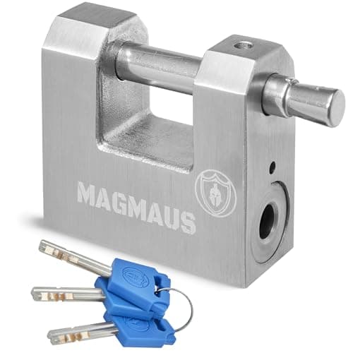 Image of Magmaus® RTL50 [Never-Rust] Heavy Duty Shipping Container Padlock with 3 Keys - [High Security] - Weatherproof Outdoor Lock - [Stainless Steel] - Ideal for Shed, Chain, Gate, Garage